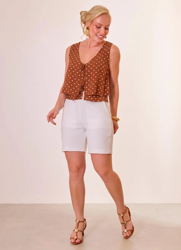 Naguchi - Blusa com Amarracoes Poa Avelã