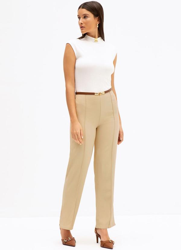 Principessa - Blusa com Aviamento Dourado Celina Bege 3