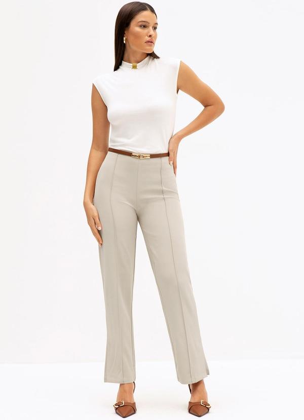 Principessa - Blusa com Aviamento Dourado Celina Bege 5