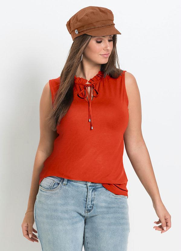 bonprix - Blusa com Babadinhos no Decote Laranja 6