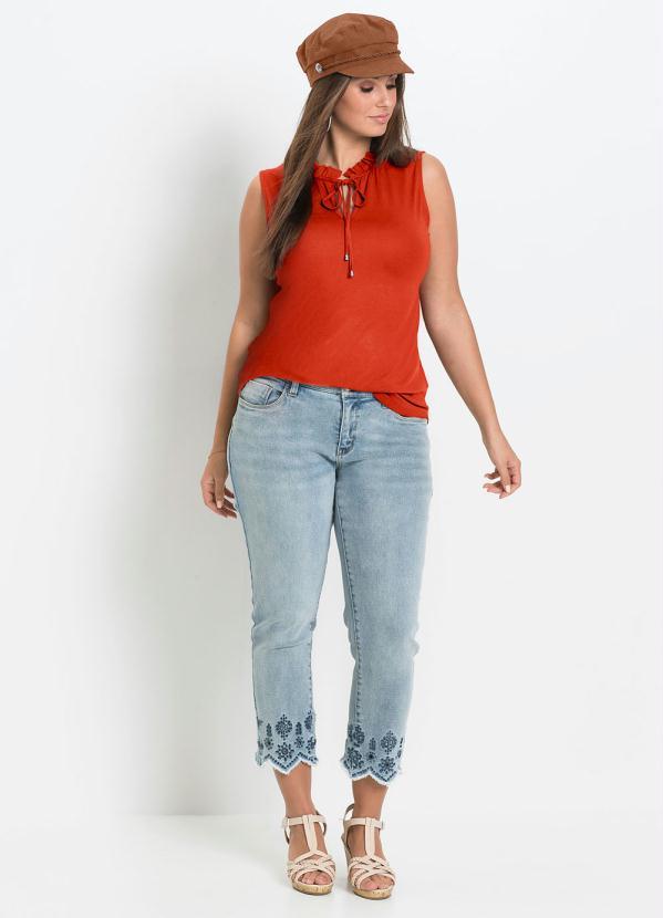 bonprix - Blusa com Babadinhos no Decote Laranja 3