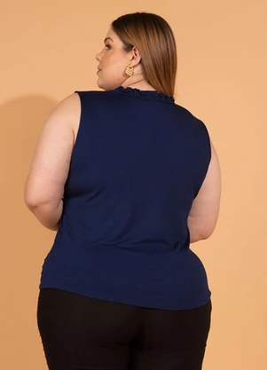 bonprix - Blusa com Babadinhos no Decote Marinho - BONPRIX