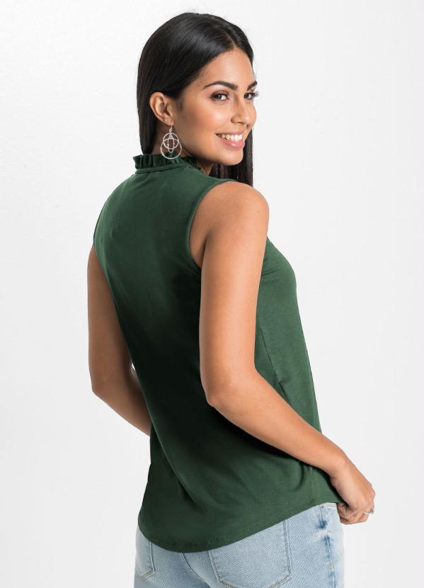 bonprix - Blusa com Babadinhos no Decote Verde Militar 2