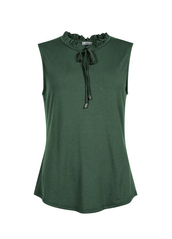 bonprix - Blusa com Babadinhos no Decote Verde Militar 8