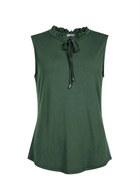 bonprix - Blusa com Babadinhos no Decote Verde Militar 8