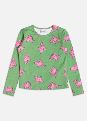 Momi - Blusa com Estampa de Dog Verde - MOMI