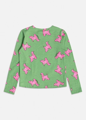 Momi - Blusa com Estampa de Dog Verde - MOMI
