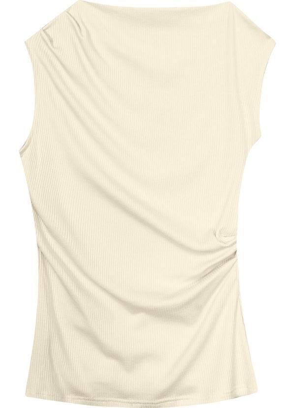 Malwee - Blusa Creme Assimétrica Canelada