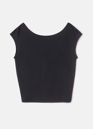 Authoria - Blusa Cropped Preta Preto - AUTHORIA
