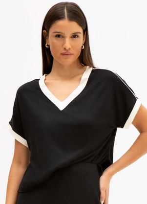 Principessa - Blusa de Malha com Ombros Deslocados Greta Preto - PRINCIPESSA