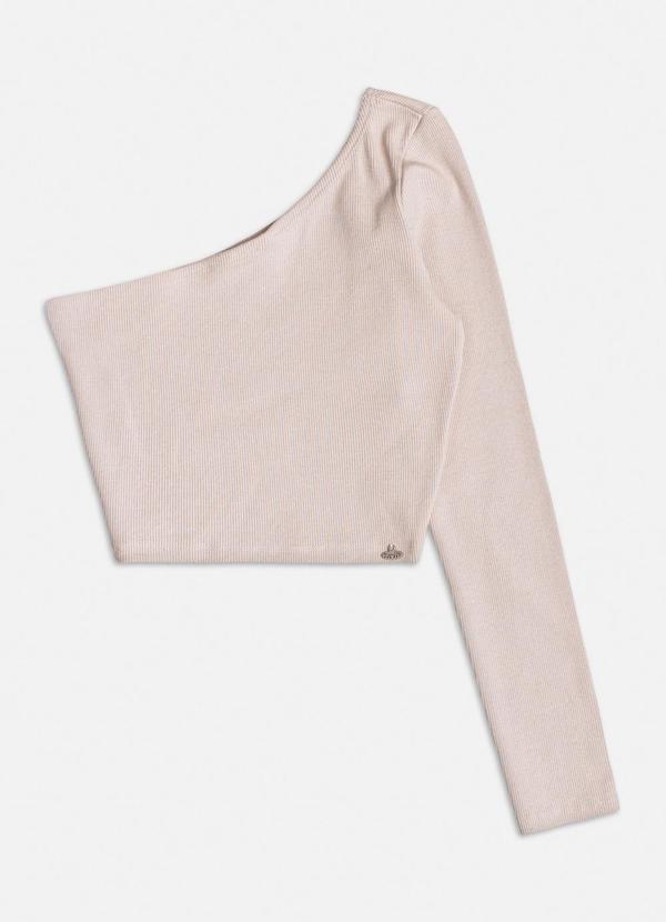 Authoria - Blusa de Ribana Branco Assimétrica Branco