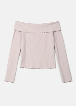 Authoria - Blusa de Ribana Off Ombro a Ombro Cru - AUTHORIA