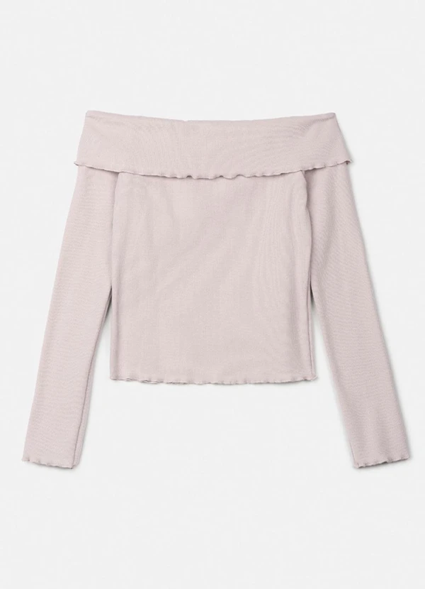 Authoria - Blusa de Ribana Off Ombro a Ombro Cru