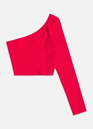 Authoria - Blusa de Ribana Vermelha Assimétrica Vermelho - AUTHORIA