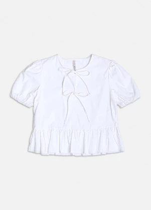 Authoria - Blusa de Tricoline com Amarração Branco - AUTHORIA