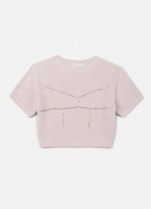 Authoria - Blusa de Tricot com Pedrarias Creme 1