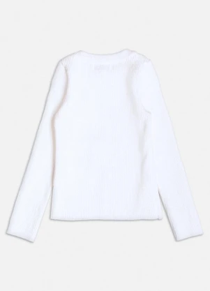 Momi - Blusa de Tricot Off White Básica Branco - MOMI