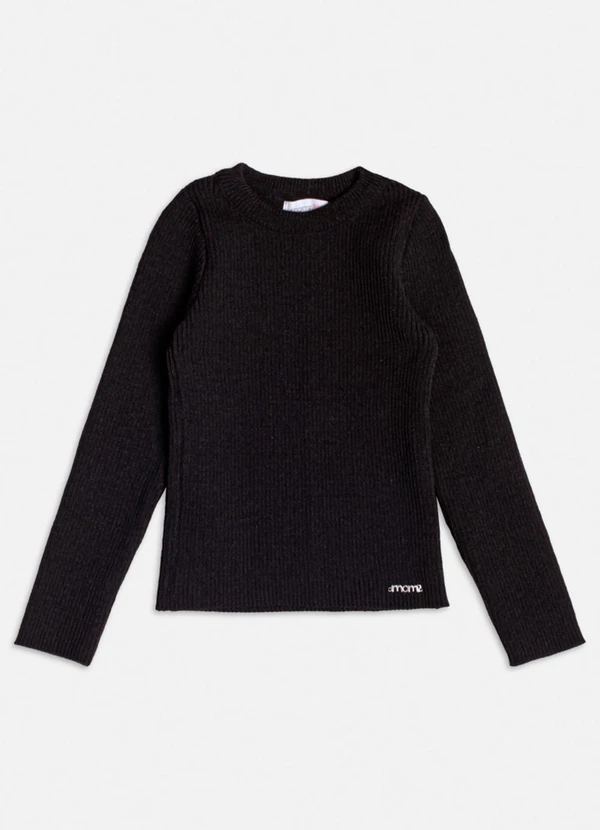 Momi - Blusa de Tricot Preta Básica Preto 3