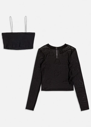 Authoria - Blusa de Tule do Mickey Mouse Preto - AUTHORIA