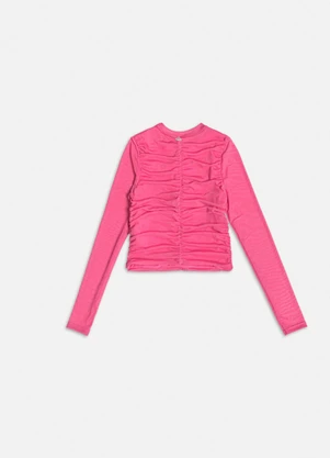 Authoria - Blusa de Tule Rosa Franzida Rosa - AUTHORIA
