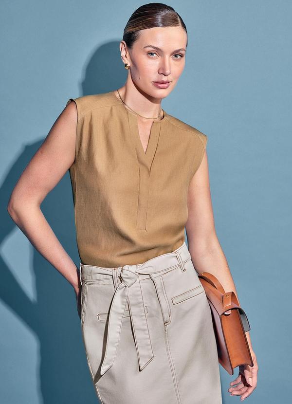 Principessa - Blusa de Viscose Camel Estela Marrom 2