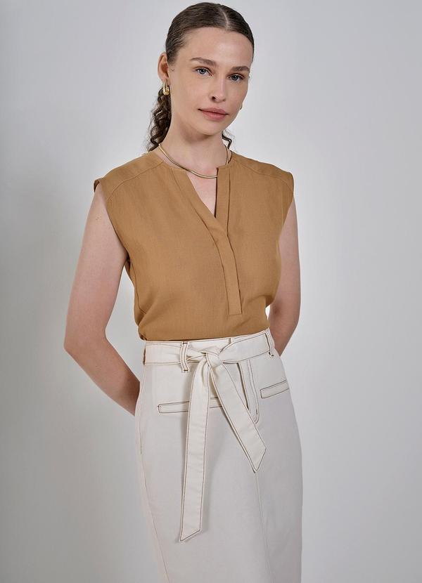 Principessa - Blusa de Viscose Camel Estela Marrom 3