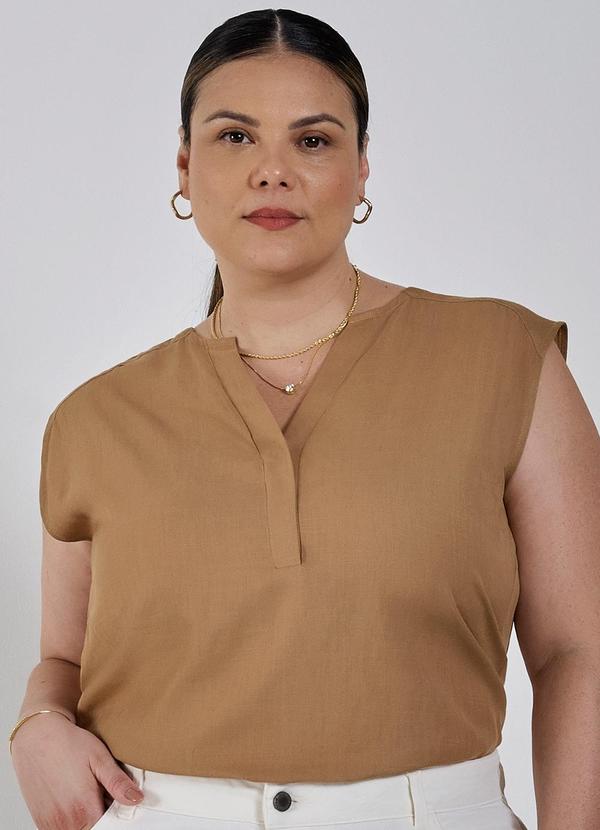 Principessa - Blusa de Viscose Camel Estela Marrom 5