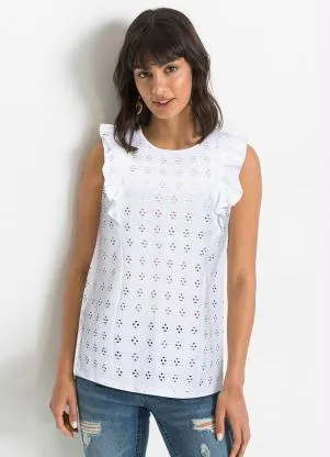 Queima Estoque - Blusa Decote Redondo Branco - QUEIMA ESTOQUE