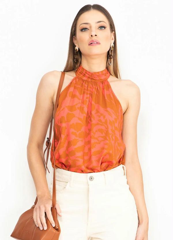 Forum - Blusa Decote Trapézio Estampada Laranja