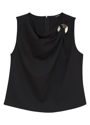 Enfim - Blusa em Crepe com Argola Preto - ENFIM