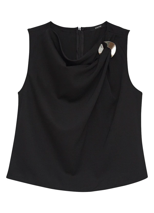 Enfim - Blusa em Crepe com Argola Preto 1