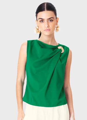 Enfim - Blusa em Crepe com Argola Verde - ENFIM
