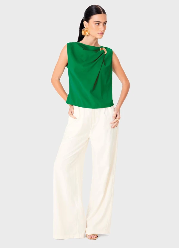 Enfim - Blusa em Crepe com Argola Verde 2