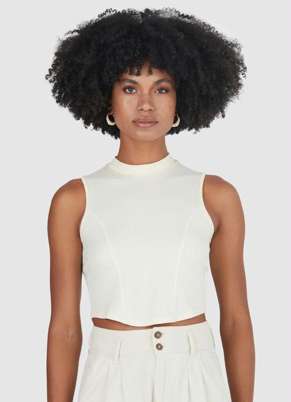 Malwee - Blusa em Malha Canelada Off White