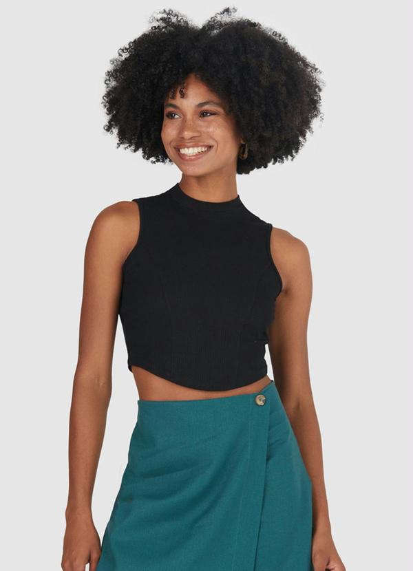 Malwee - Blusa em Malha Canelada Preto