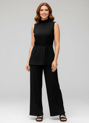 Bimini - Blusa em Malha Canelada Texturizada Preto - BIMINI