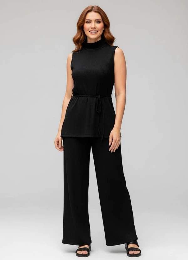 Bimini - Blusa em Malha Canelada Texturizada Preto