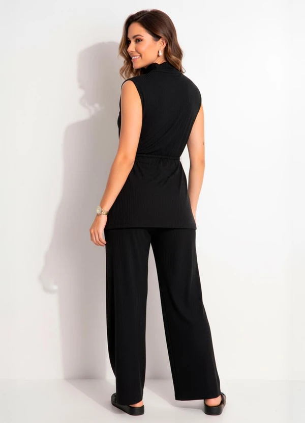 Bimini - Blusa em Malha Canelada Texturizada Preto 2