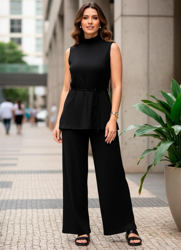 Bimini - Blusa em Malha Canelada Texturizada Preto 3