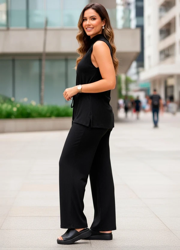 Bimini - Blusa em Malha Canelada Texturizada Preto 4