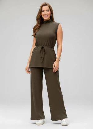 Bimini - Blusa em Malha Canelada Texturizada Verde - BIMINI