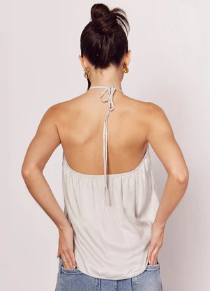 Sofie - Blusa em Tecido Acetinado com Amarração Branco - SOFIE