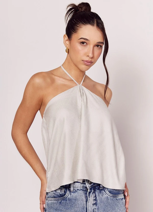 Sofie - Blusa em Tecido Acetinado com Amarração Branco