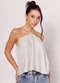 Sofie - Blusa em Tecido Acetinado com Amarração Laranja - variação: Branco
