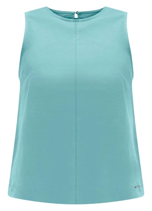 Lunender - Blusa em Tecido com Linho e Elastano Azul - LUNENDER