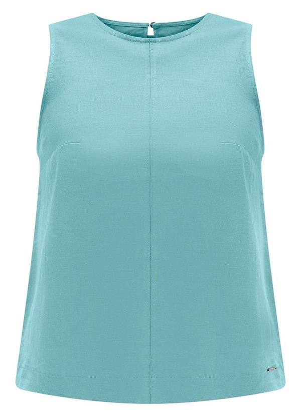 Lunender - Blusa em Tecido com Linho e Elastano Azul