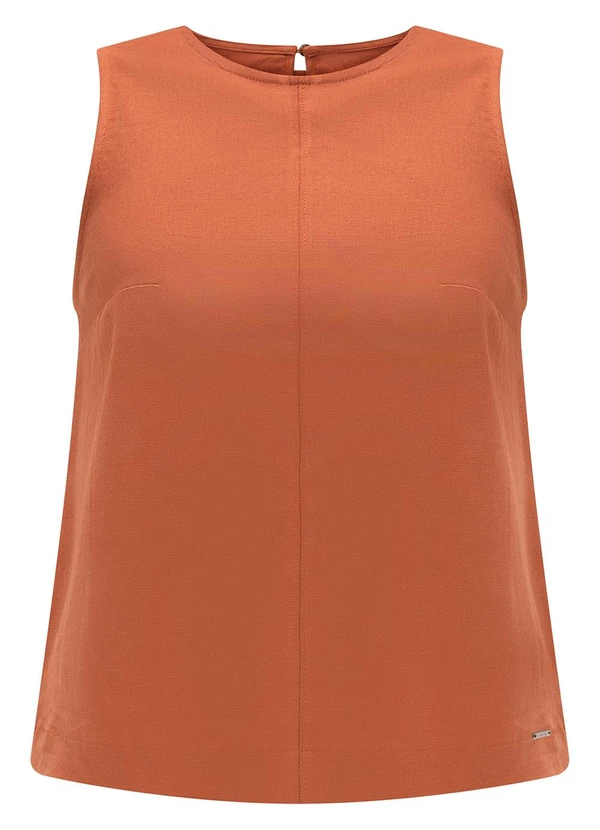 Lunender - Blusa em Tecido com Linho e Elastano Bege Avelã 6