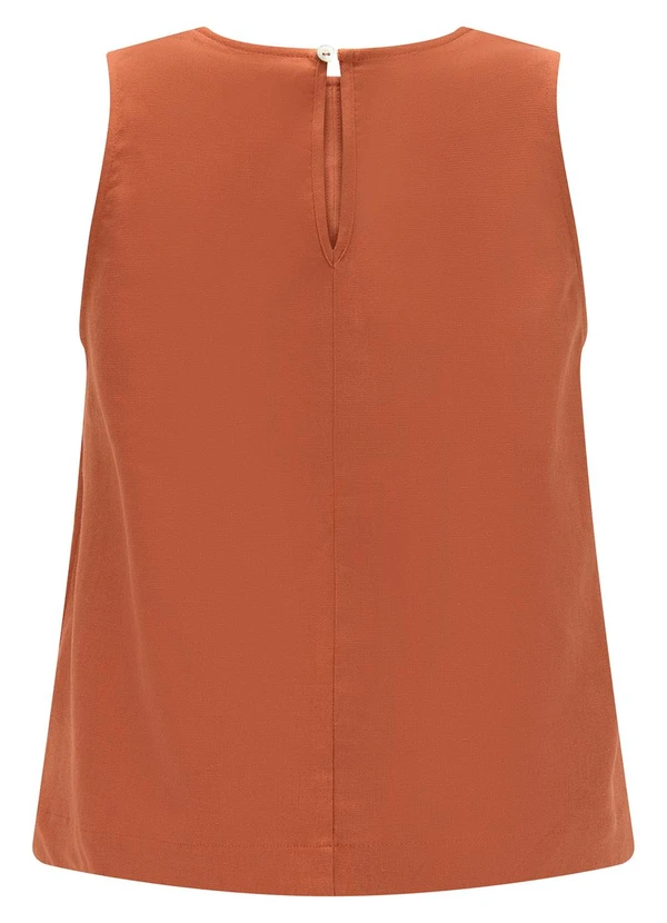 Lunender - Blusa em Tecido com Linho e Elastano Bege Avelã 7