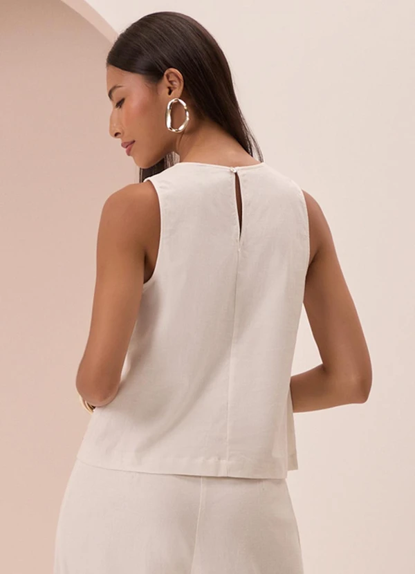 Lunender - Blusa em Tecido com Linho e Elastano Branco 2