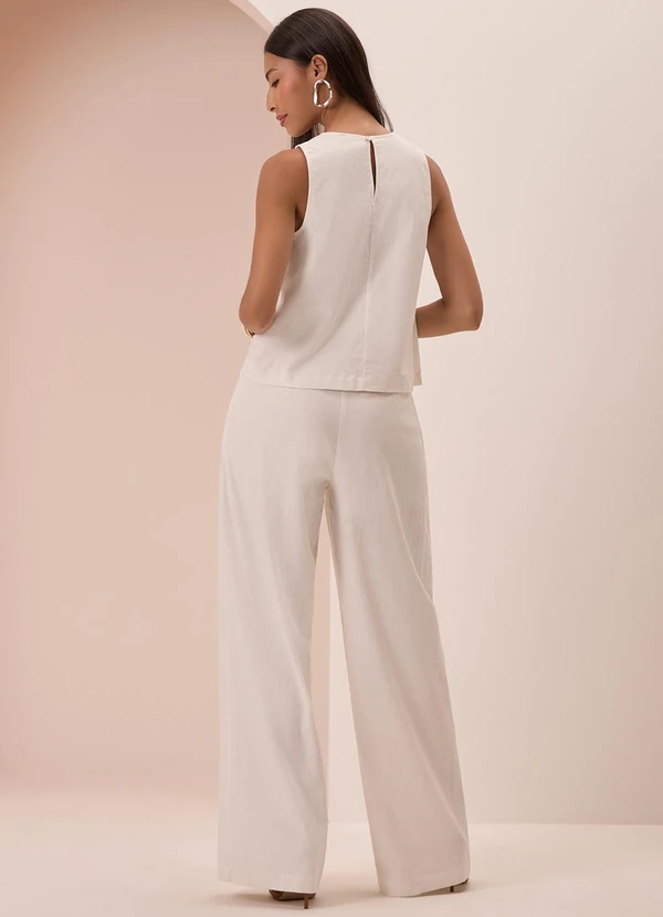 Lunender - Blusa em Tecido com Linho e Elastano Branco 4